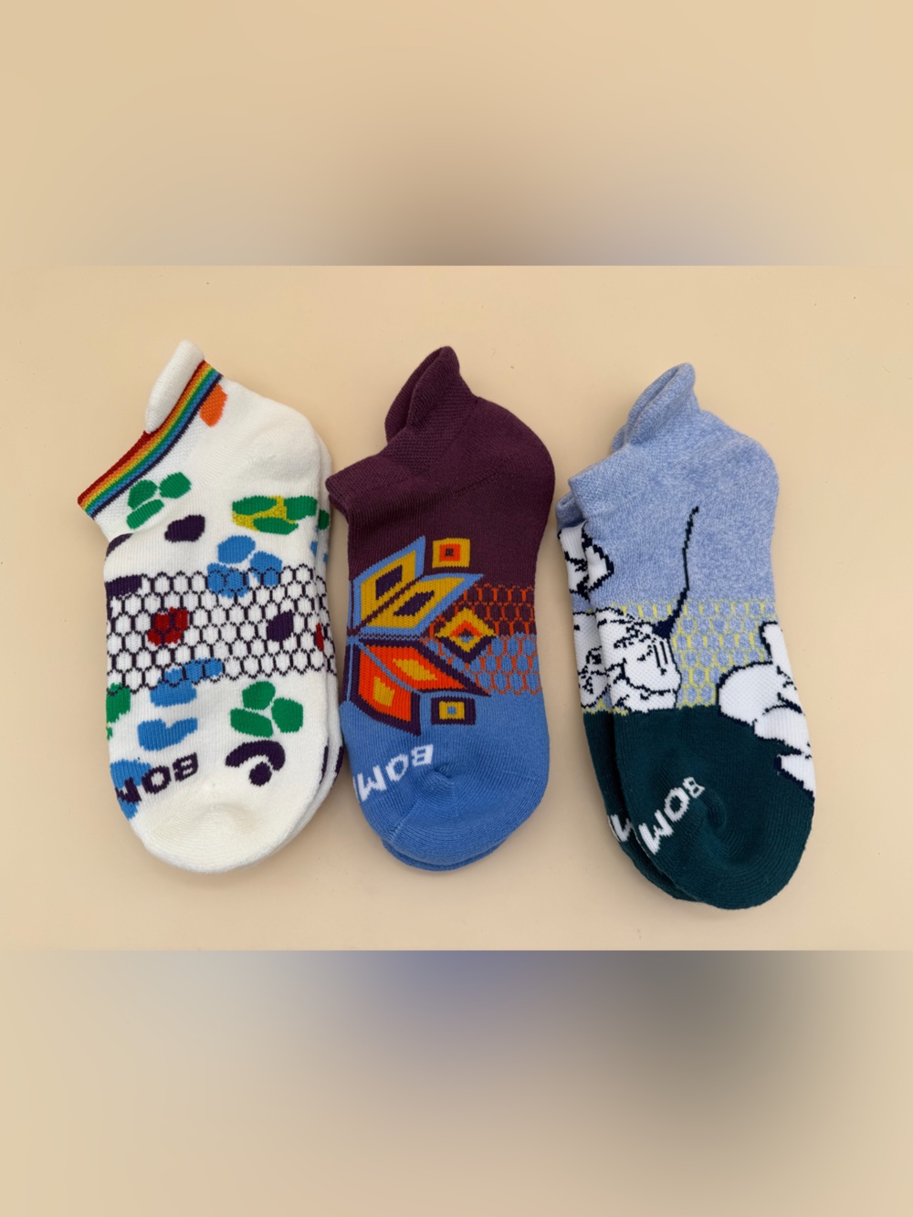 Bombas Ankle cushion socks Size Medium 3 pairs multicolor new without tags